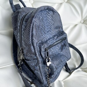 Python Leather Backpack, Snakeskin Backpack, Gray Leather Rucksack ...