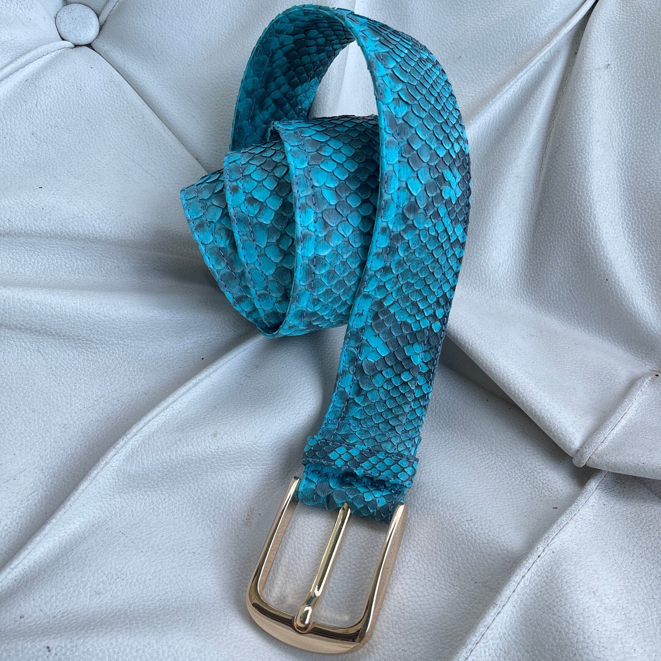 Fabulous python women’s belt Python Belt with Brushed Gold Buckle - w.kleinberg main image 3