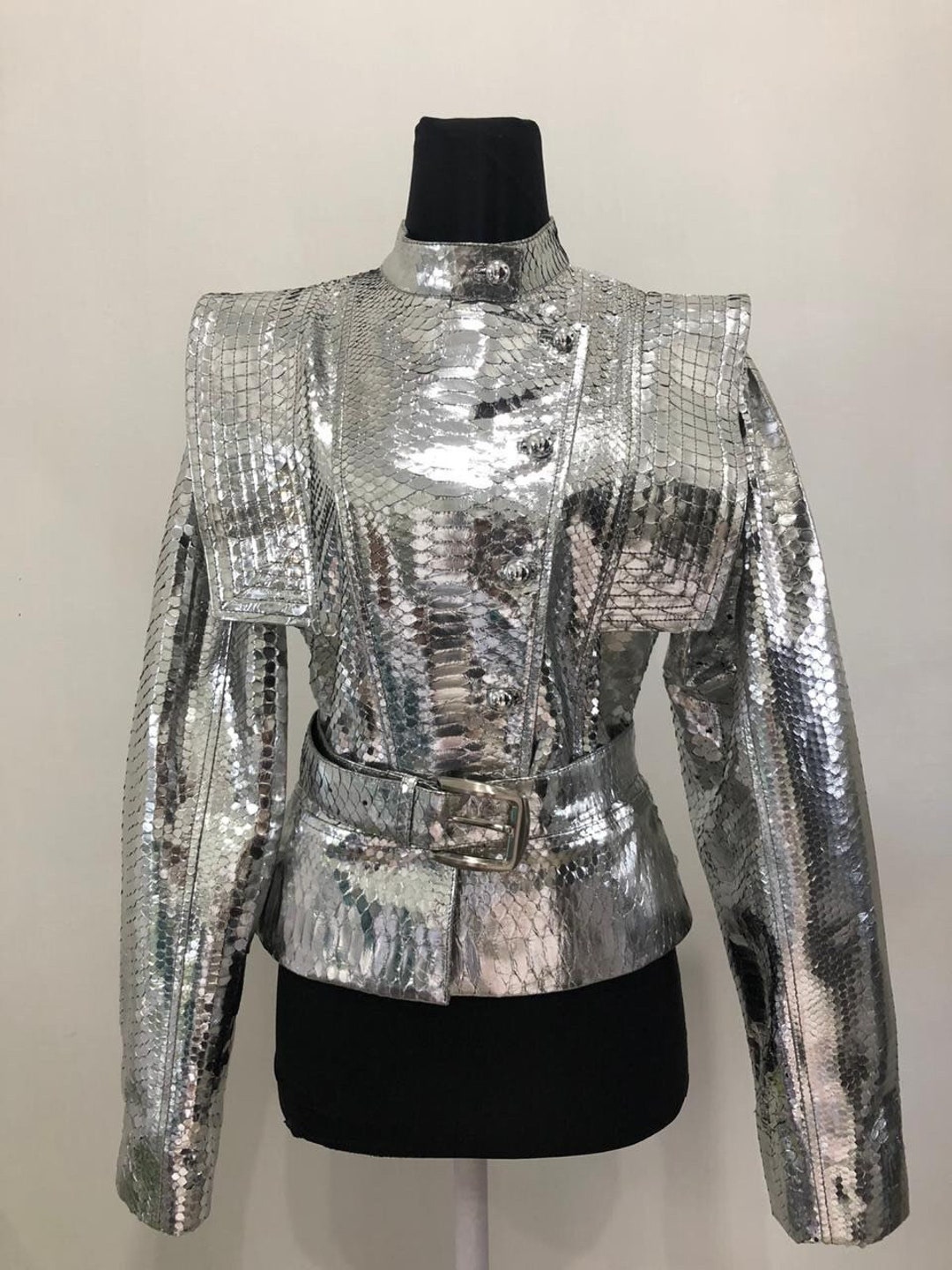 Silver Snakeskin Jacket /vest, Python Leather Jacket, Snakeskin Vest ...