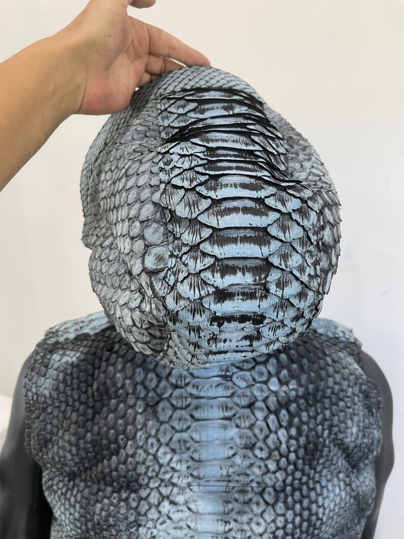 King Python Leather Vest, Dragon Python Vest, Man’s Snakeskin Vest, Leather Vest For man, Leather Hood Vest image 4