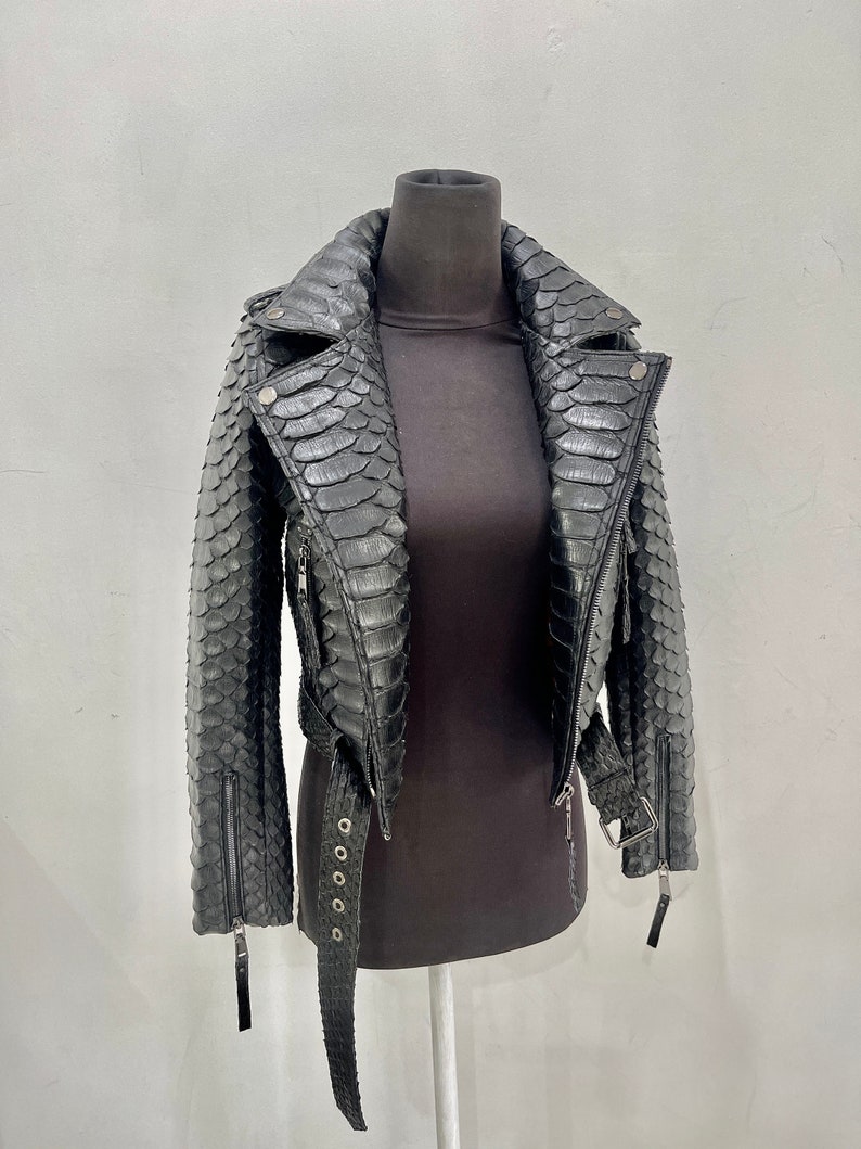Custom Python Leather Jacket Womans Biker Snakeskin Jacket - Etsy