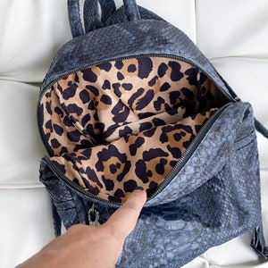 Python Leather Backpack, Snakeskin Backpack, Gray Leather Rucksack ...