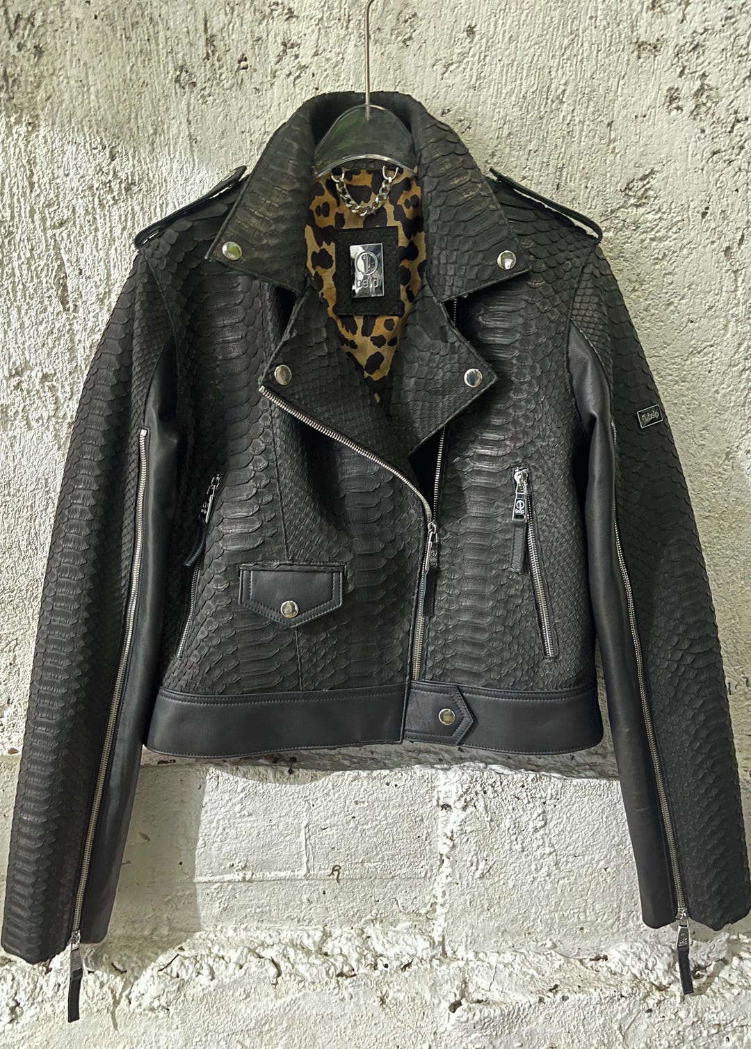 Custom Biker Python Leather Jacket, Snakeskin Jacket, Womans Leather ...