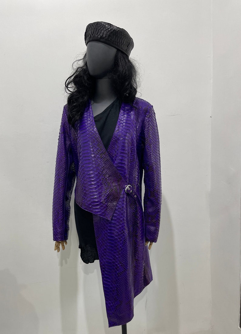 Woman's Snakeskin Jacket Purple Python Leather Jacket Purple Snakeskin Jacket Violet Snakeskin Coat Violet Leather Jacket image 1