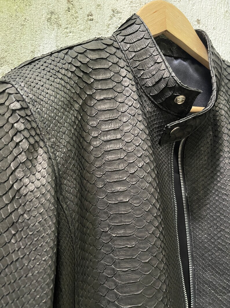 Snakeskin Jacket for Man, Black Python Leather Jacket - Etsy