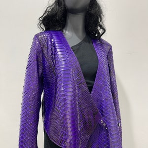 Woman's Snakeskin Jacket Purple Python Leather Jacket Purple Snakeskin Jacket Violet Snakeskin Coat Violet Leather Jacket image 4