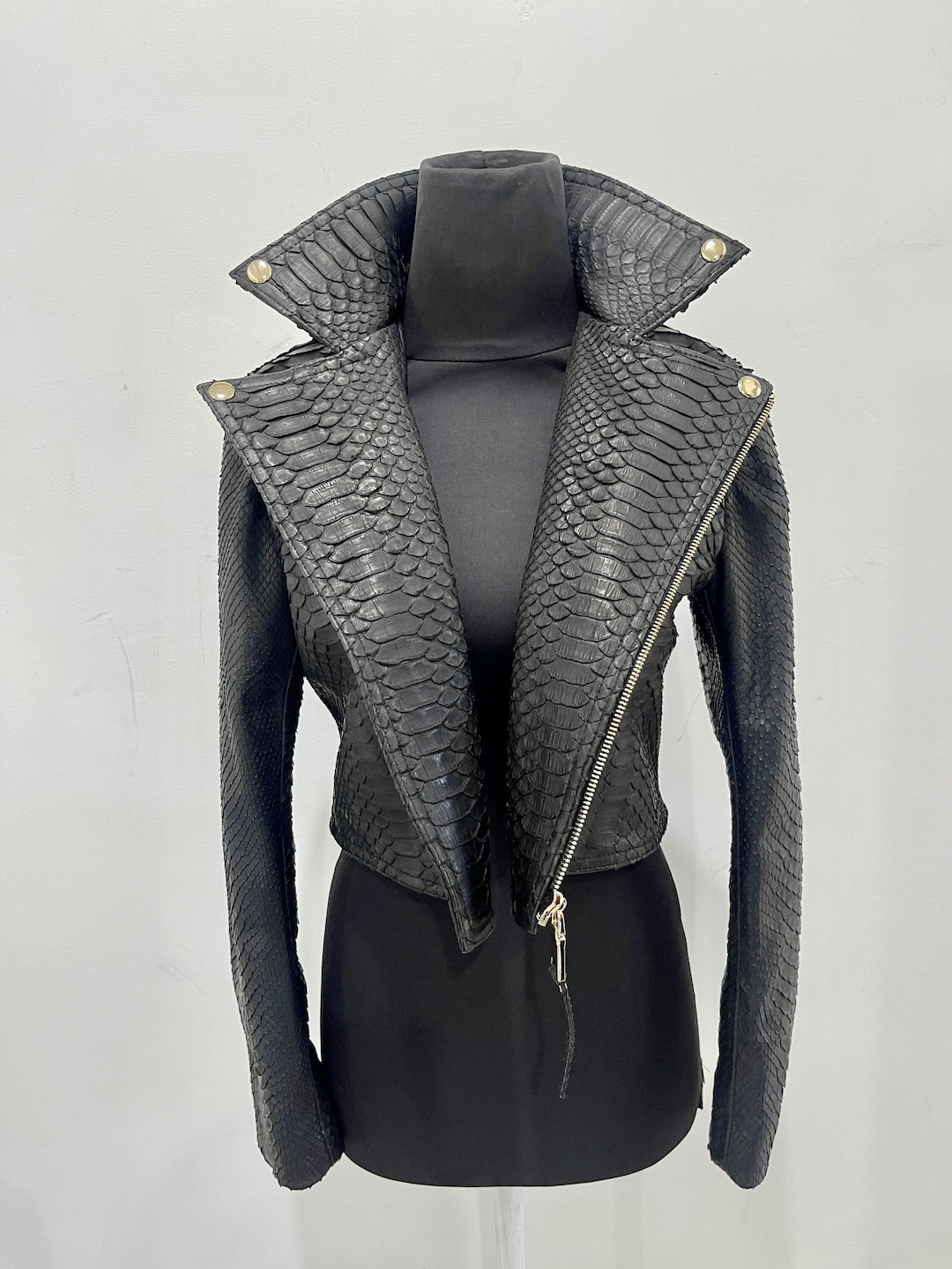 Veste en peau de serpent pour femmes veste en cuir de python noir veste de motard en cuir pour dames veste de moto noire veste en vrai python Etsy Canada
