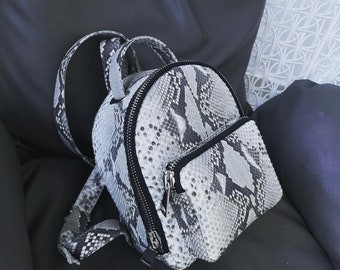 Woman Python Leather Backpack, Snakeskin Bag, Real Python Backpack