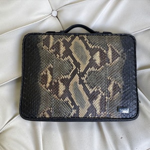 Étui pour ordinateur portable en peau de serpent, porte-documents en cuir de python, sac messager en peau de serpent
