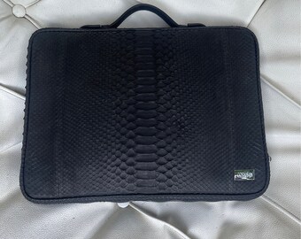 Snakeskin Laptop Case, Python Leather Briefcase, Snakeskin Messenger Bag