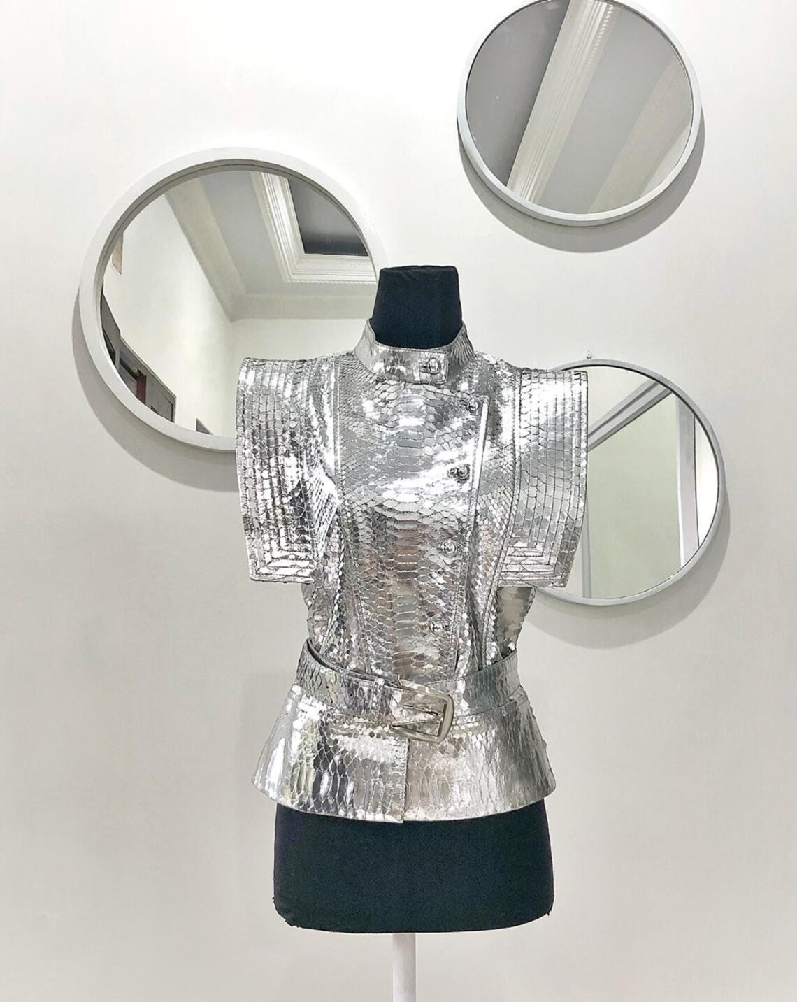 Silver Snakeskin Jacket /vest, Python Leather Jacket, Snakeskin Vest ...