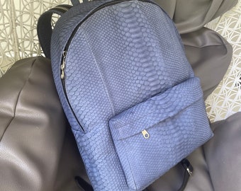 Snakeskin Backpack, Python Leather Backpack, Multicolor Leather Backpack, Leather Rucksack, Snakeskin Rucksack Bag