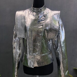 Silver Snakeskin Jacket /vest, Python Leather Jacket, Snakeskin Vest ...