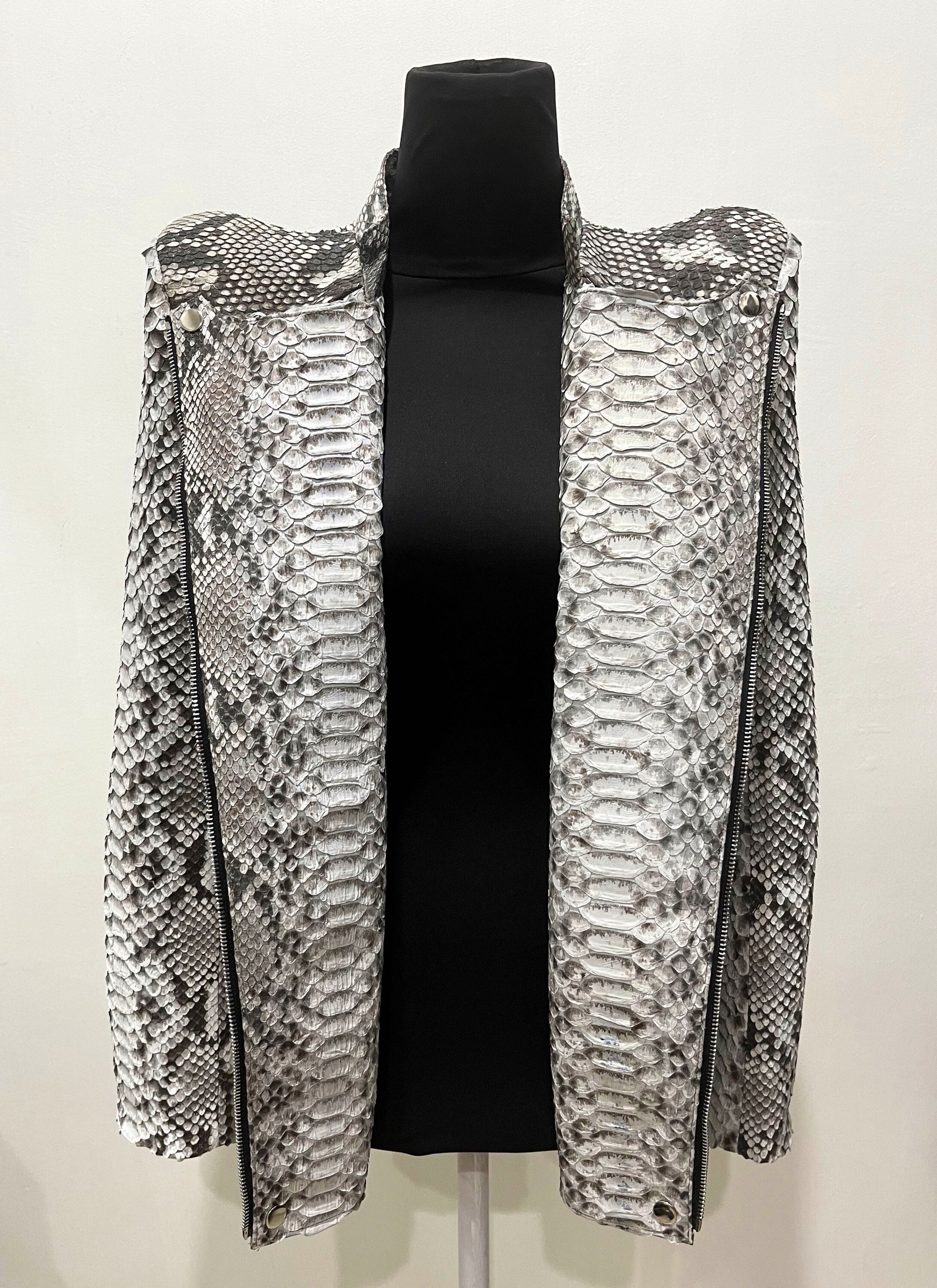 Black and white snakeskin jacket best sale