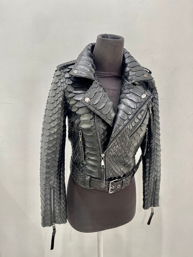 Custom Python Leather Jacket Womans Biker Snakeskin Jacket - Etsy