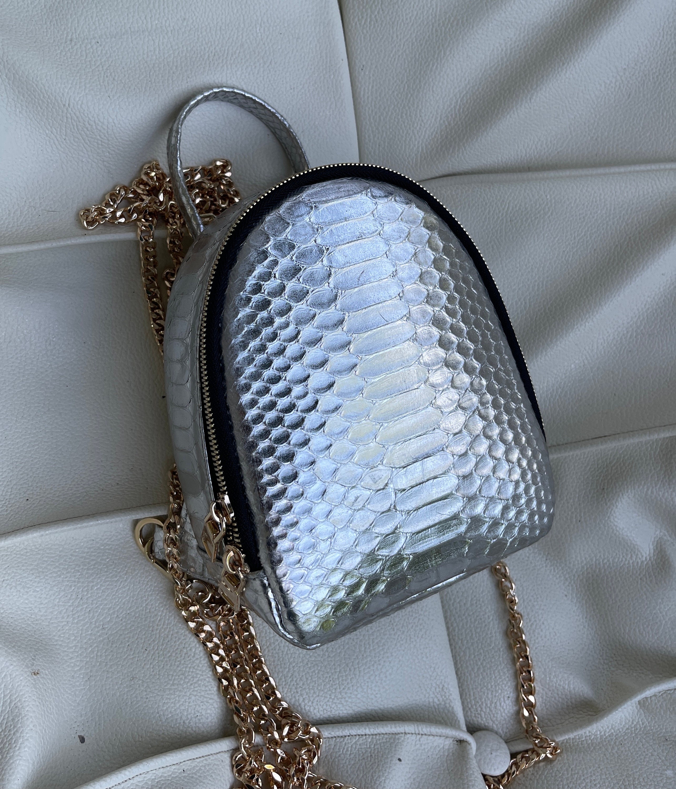 Handmade python snakeskin leather - mini book bag sabrina-1.jpg?crop=center&  main image 2