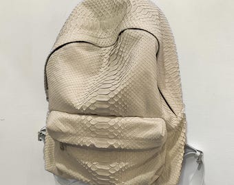 Python Backpack, Unisex Python Leather Backpack, Snakeskin Rucksack, Soft  Leather Backpack