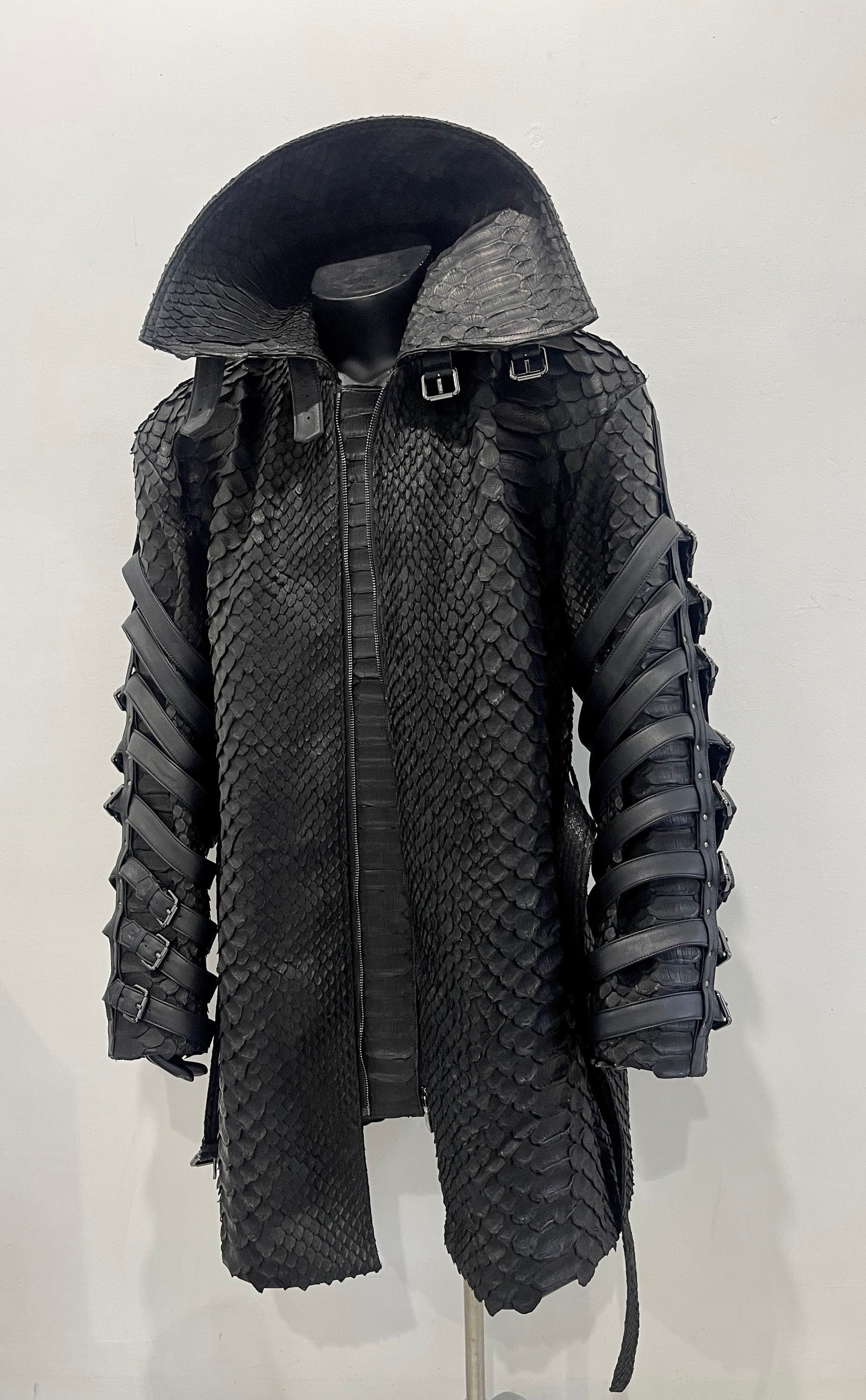 Man's KING Snakeskin Jacket, Black Dragon Python Leather Jacket