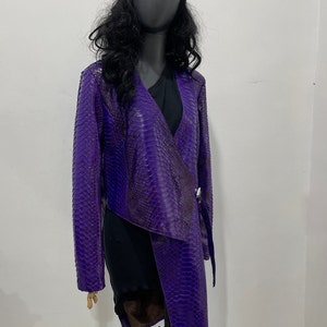 Woman's Snakeskin Jacket Purple Python Leather Jacket Purple Snakeskin Jacket Violet Snakeskin Coat Violet Leather Jacket image 2