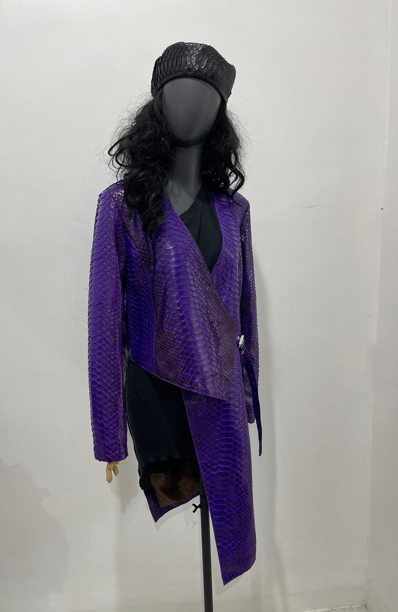 Woman's Snakeskin Jacket Purple Python Leather Jacket Purple Snakeskin Jacket Violet Snakeskin Coat Violet Leather Jacket image 2