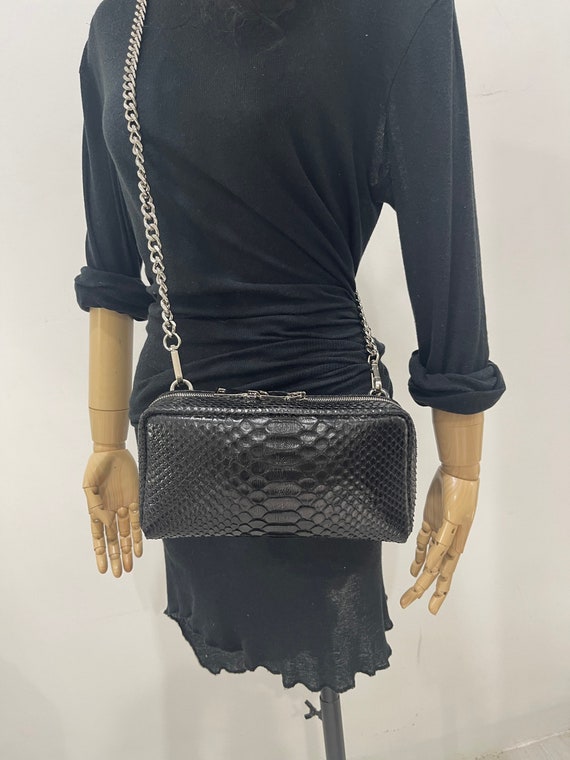 Black Snakeskin Crossbody Bag Python Leather Purse Petty Leather Bag Evening Small Glossy Leather Bag Etsy Ireland