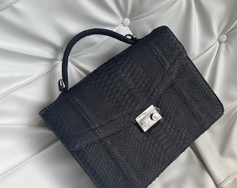 Snakeskin Briefcase, Python Leather Briefcase, Snakeskin Messenger Bag