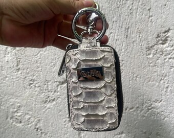 Snakeskin Keychain, Python Leather Keychain, Leather Keychain, Chistmas Gift, Gift for him, Auto Switch Keychain