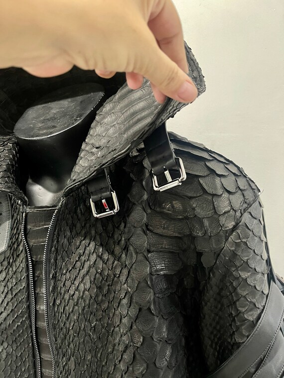 Man's KING Snakeskin Jacket, Black Dragon Python Leather Jacket