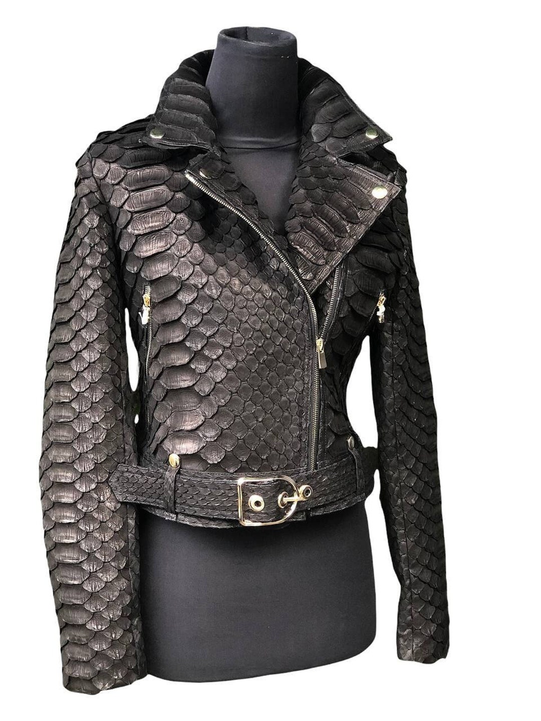 Veste de motard en peau de serpent pour femme Veste en cuir King Python Veste en cuir Dragon Python Moto Snakeskin Veste Etsy Canada