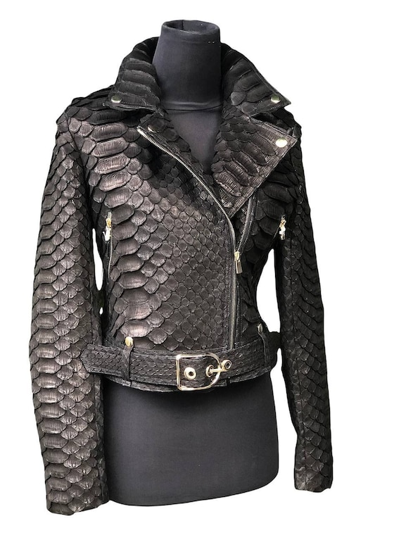 Woman's Snakeskin Biker Jacket King Python Leather - Etsy Canada