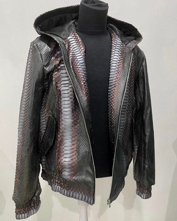 Desigualdad ingresos Pasivo Chaqueta de piel de serpiente chaqueta de cuero Python - Etsy México