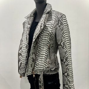 Women's Snakeskin Jacket, Python Leather Jacket, Snakeskin Biker Jacket