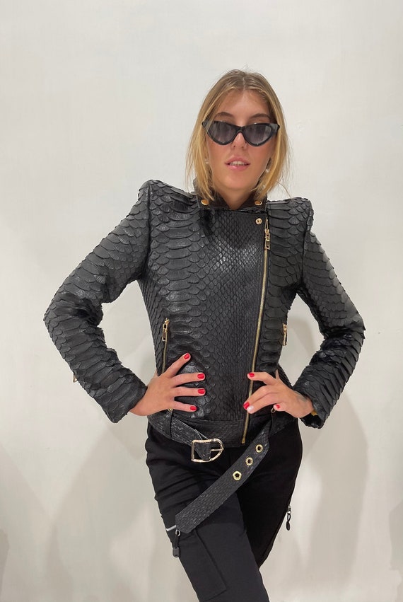 Python leather jacket deals