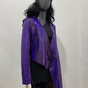 Woman's Snakeskin Jacket Purple Python Leather Jacket Purple Snakeskin Jacket Violet Snakeskin Coat Violet Leather Jacket image 5