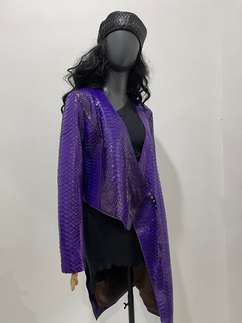 Woman's Snakeskin Jacket Purple Python Leather Jacket Purple Snakeskin Jacket Violet Snakeskin Coat Violet Leather Jacket image 5