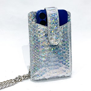 Estuche de cuero Python para teléfono, bolso de cuero para teléfono, bolso para teléfono, billetera de cuero, billetera de bolso de piel de serpiente