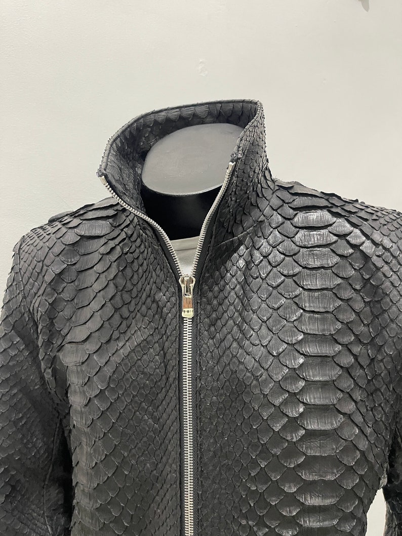 Men's KING Snakeskin Jacket, Black Python Leather Jacket for Men ...