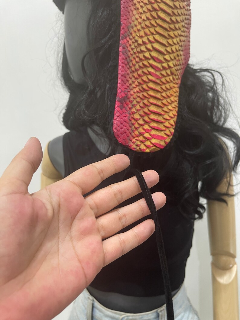 Python Leather Trapper Hat, Winter Snakeskin Hat image 2