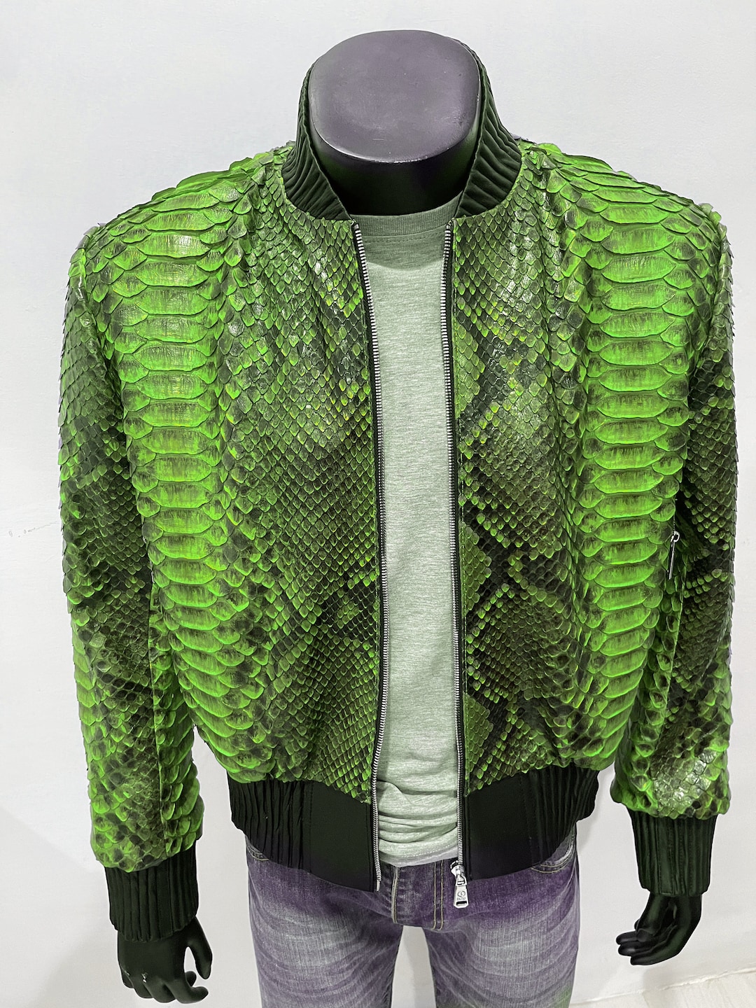 Snakeskin Python Skin Pattern Print Men's Bomber Jacket