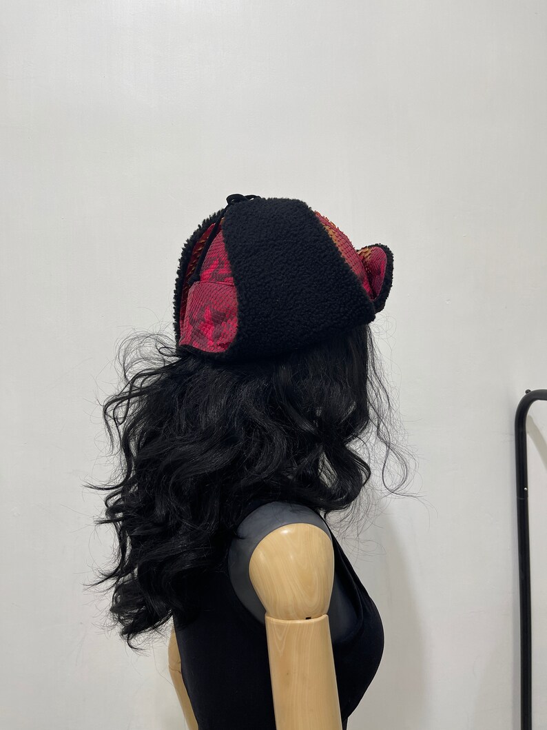 Python Leather Trapper Hat, Winter Snakeskin Hat image 6