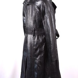 Black Snakeskin Womens Coat Trench Leather Coat Long Python - Etsy