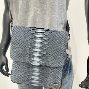 Bolso bandolera de piel de serpiente para hombre y mujer, bolso bandolera de piel de pitón dragón, maletín, bolso de piel unisex, bolso de hombro, bolso de cartero