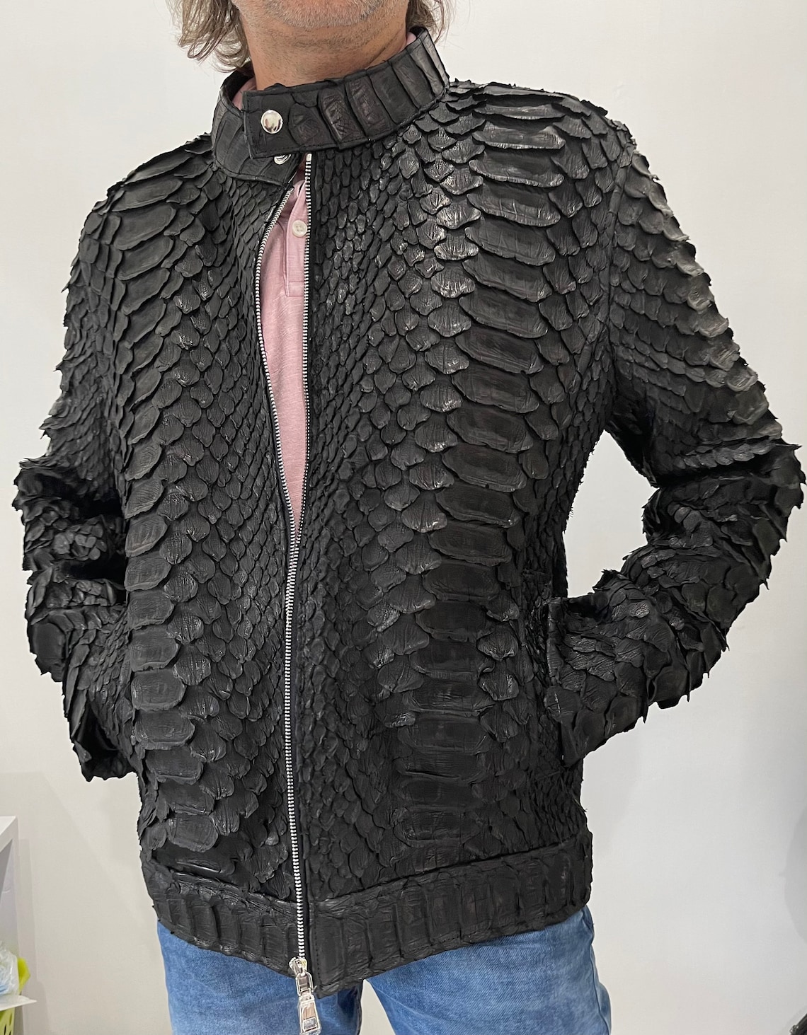 Men's KING Snakeskin Jacket Black Python Leather Jacket - Etsy UK
