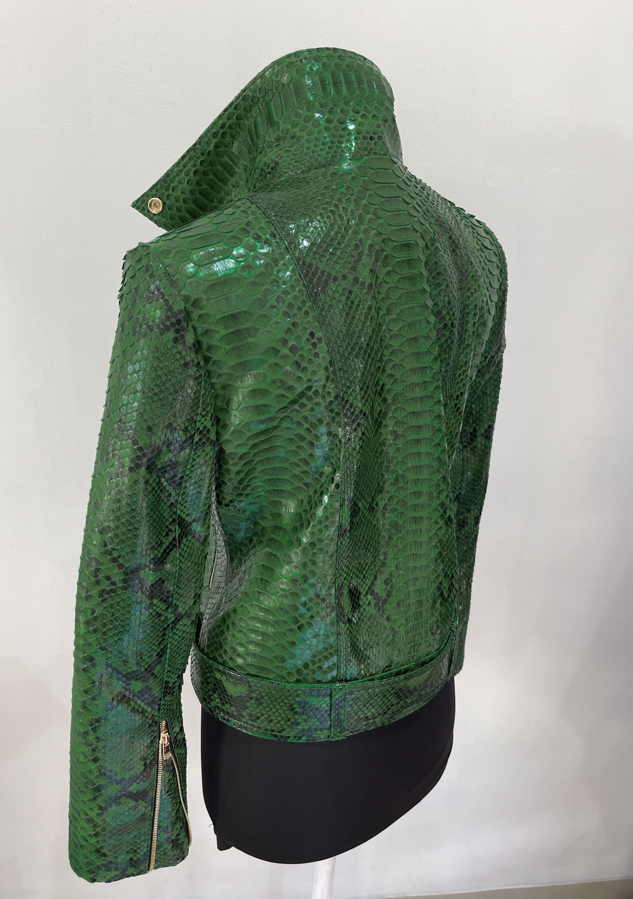 Green Jacket Womens Python Leather Jacket Glossy Etsy