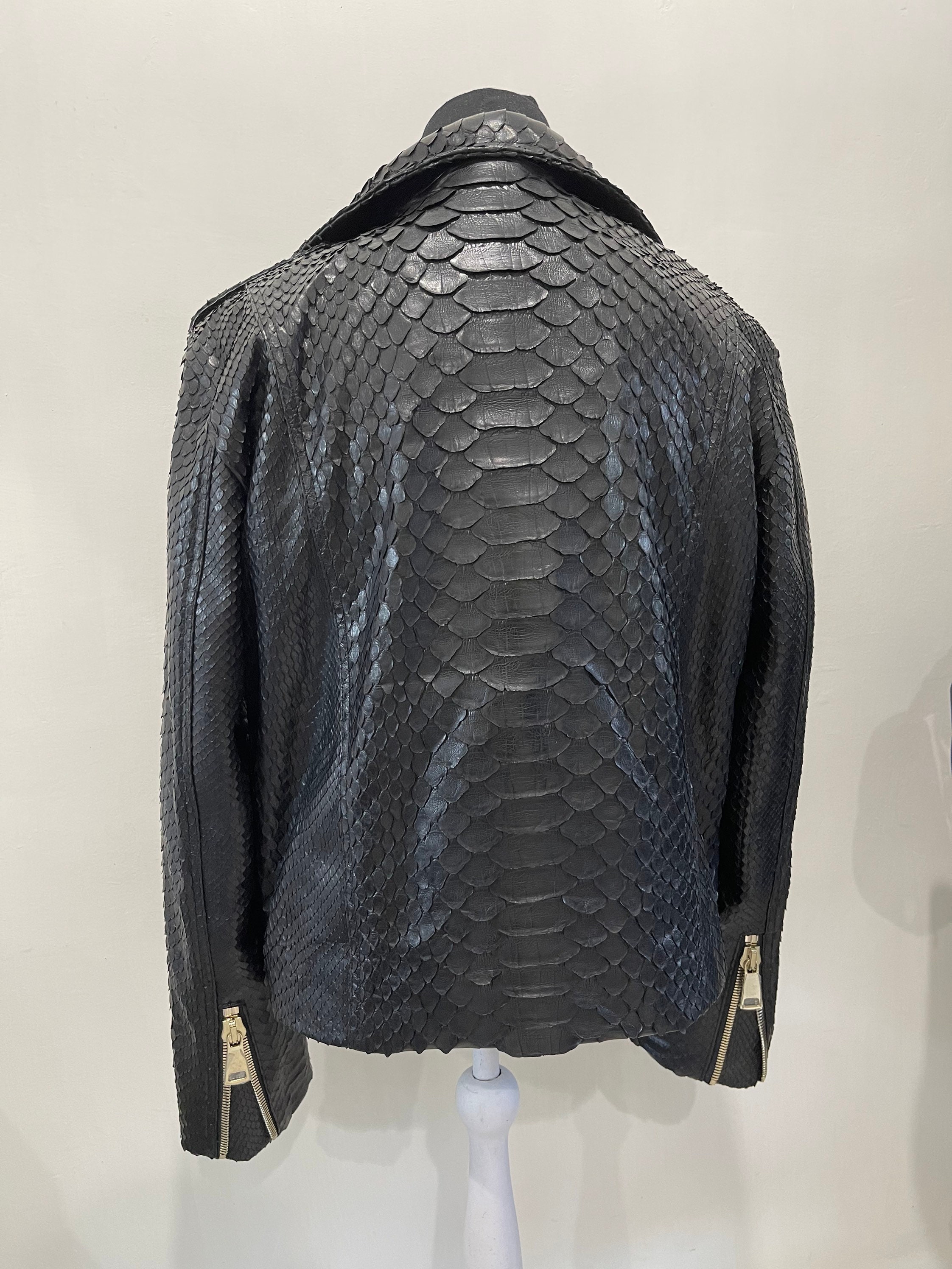 Men's KING Snakeskin Biker Jacket Black Python Leather | Etsy
