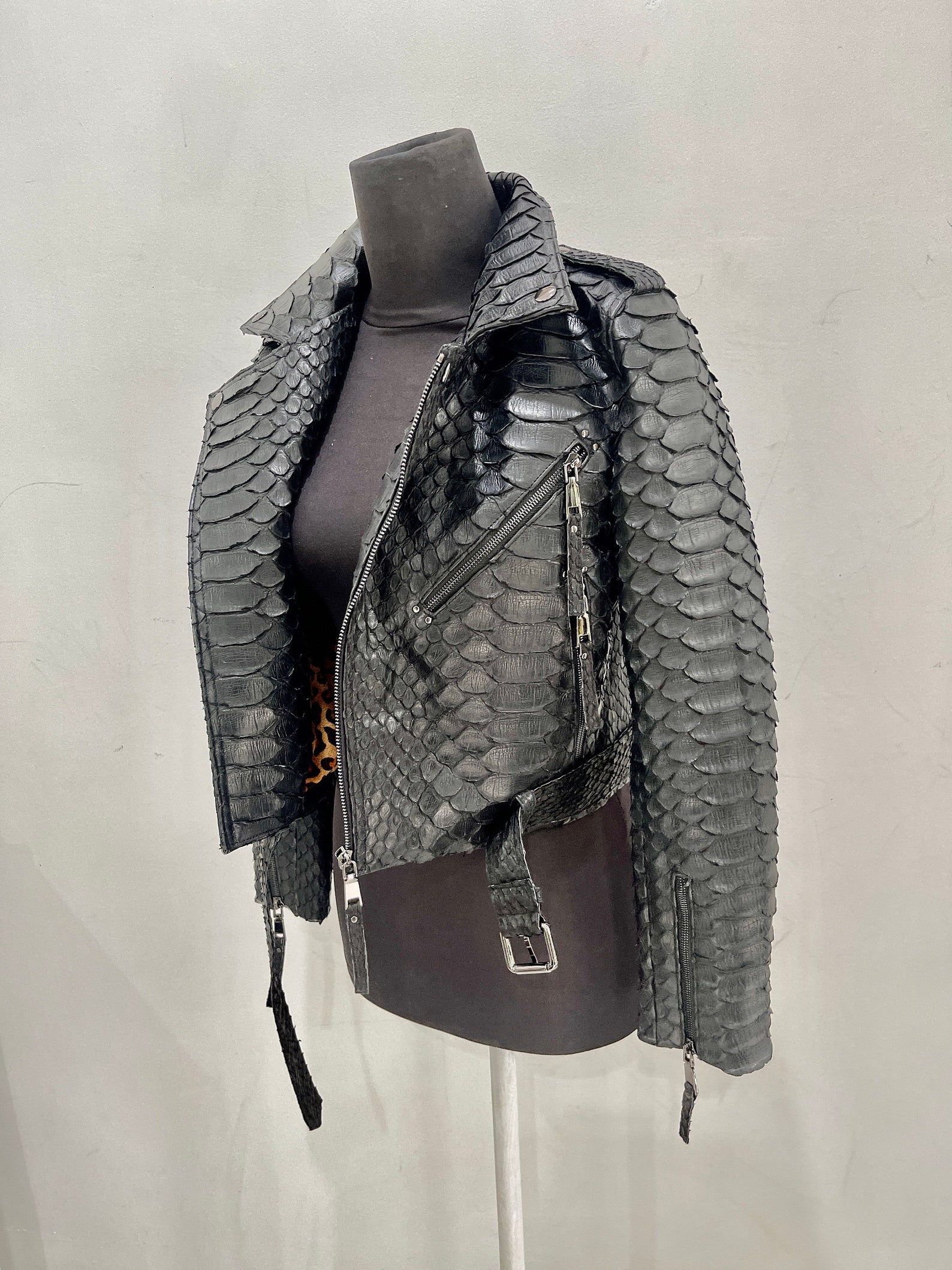 Custom Python Leather Jacket Womans Biker Snakeskin Jacket - Etsy