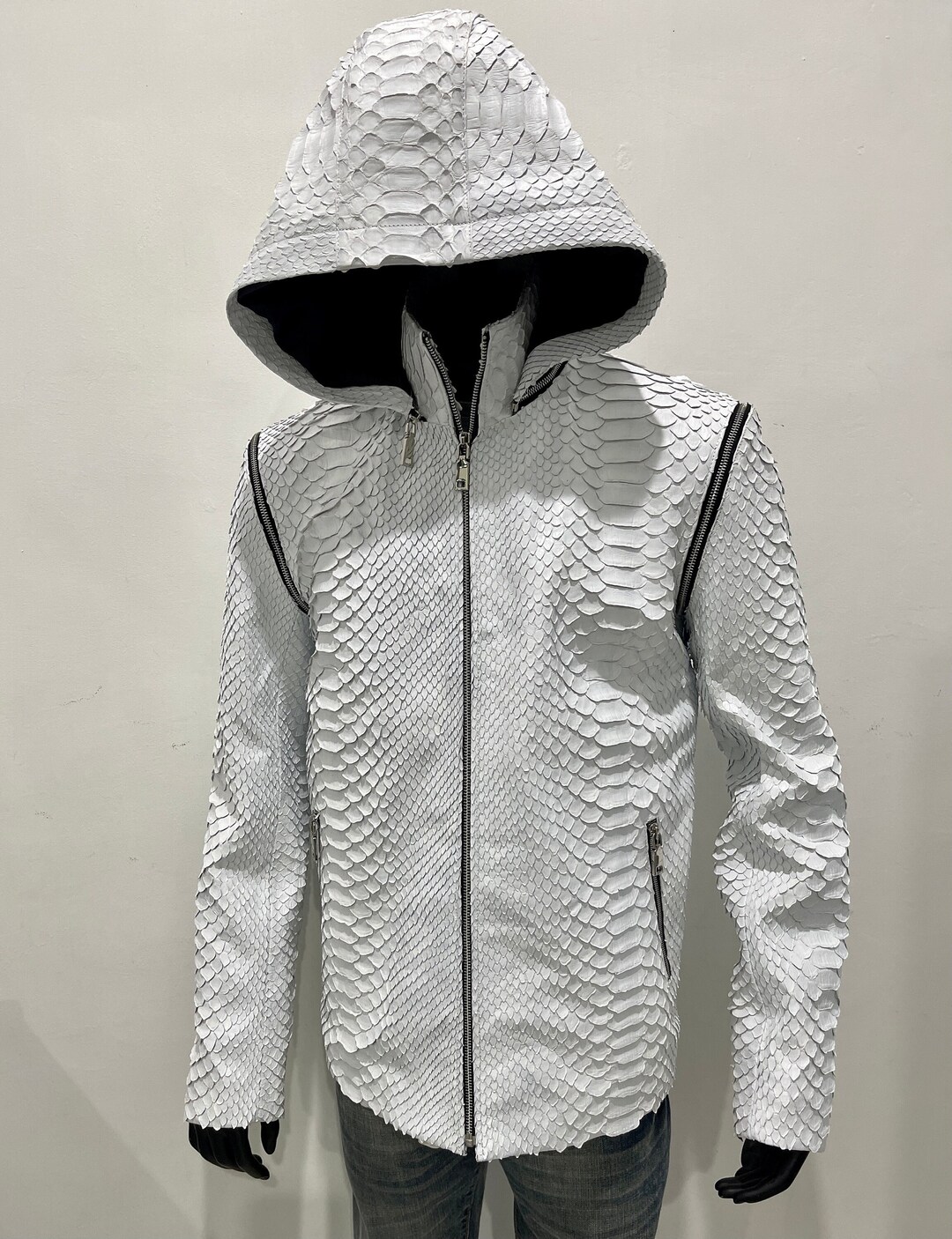 Man's Custom Jackеt/vest , King Snakeskin Python Leather Jacket, White ...