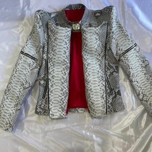 Women's Snakeskin Jacket, Python Leather Jacket, Elegant Leather Jacket ...