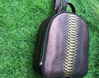 Sac à dos en cuir Python femme, sac à dos en peau de serpent, ruckzak en cuir, sac à dos en peau de serpent multicolore, sac à dos en cuir Unisex