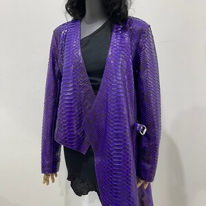 Woman's Snakeskin Jacket Purple Python Leather Jacket Purple Snakeskin Jacket Violet Snakeskin Coat Violet Leather Jacket image 3